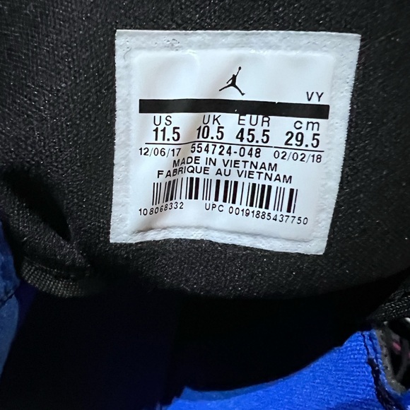 Nike Air Jordan 1 Retro Royal Blue Paint Splatter Mens 11.5 - Picture 5 of 5